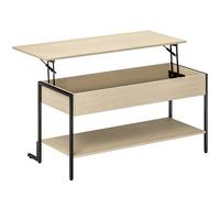 HOMCOM Mesa de centro con tapa elevable mesa de salón con compartimento oculto y estante abierto 95x40x59 cm madera natural Aosom España