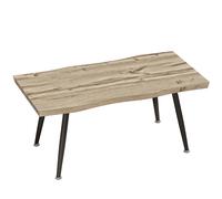 HOMCOM Mesa de Centro Curva Mesa baja para Salón Moderno con Tablero Grueso de 4 cm Patas de Acero 100x50x45 cm Roble Aosom España