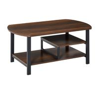HOMCOM Mesa de Centro Mesa de Café con 2 Estantes para Salón Sala de Estar Dormitorio Estilo Vintage Madera 100x60x46 cm Marrón Rústico
