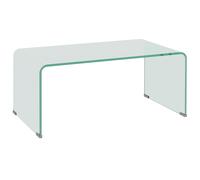 HOMCOM Mesa de centro de vidrio mesa de salón rectangular diseño moderno en vidrio templado con bordes redondeados seguros transparente Aosom España
