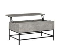 HOMCOM Mesa de Centro Elevable con Espacio de Almacenaje Oculto Gris Cemento