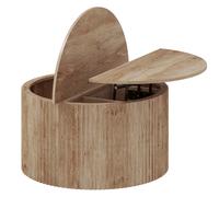 HOMCOM Mesa de Centro Elevable Redonda Mesa de Salón Madera Compartimento Oculto y Tablero con Cierre Suave 2 Niveles Madera Natural Aosom España