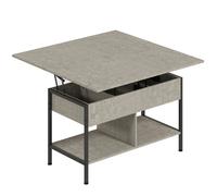 HOMCOM Mesa de Centro Elevable y Extensible con Compartimento Oculto y Estantes Abiertos 98x49x55 cm Gris Aosom España