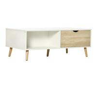 HOMCOM Mesa de Centro Estilo Nórdico Rectangular con 2 Cajones y Compartimentos Abiertos 106x58x39,5 cm Ideal para Salón Blanco Aosom España
