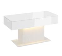 HOMCOM Mesa de Centro LED con Almacenamiento Hochglanz Modern 2 Schubladen y Mando a Distancia Blanco Aosom España