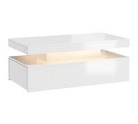 HOMCOM Mesa de Centro LED con Almacenamiento Moderno Mueble de Salón de 2 Niveles con 2 Cajones Blanco Brillo Aosom España