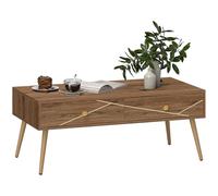 HOMCOM Mesa de Centro Mesa Baja para Salón con 2 Cajones y Patas de Acero para Sala de Estar Dormitorio 100x50x41 cm Marrón