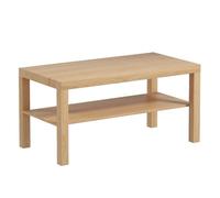 HOMCOM Mesa de Centro Mesa Baja para Salón con 2 Estantes de Almacenamiento para Sala de Estar Dormitorio 90x45x44,5 cm Natural