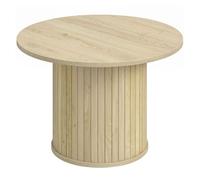 Homcom mesa de centro, mesa baja para salón redonda con base de columna con listones, para sala de estar, dormitorio, ø60x40 cm, natural
