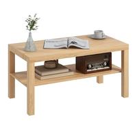 HOMCOM Mesa de Centro, Mesa de Café para Salón con Estante Abierto, Tablero Grueso, para Sala de Estar, Comedor, Oficina, 90x45x44,5 cm, Natural
