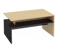 HOMCOM Mesa de Centro Moderna Bicolor con Niveles Escalonados y Estante de Almacenamiento, 95 x 55 x 50 cm, Madera Natural y Negro
