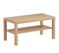 HOMCOM Mesa de Centro Moderna Mesa Baja con 2 Estantes de Almacenamiento Mesita para Salón Carga 20 kg 90x45x44,5 cm Natural