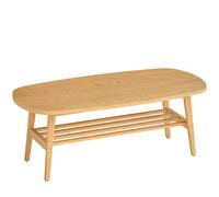 HOMCOM Mesa de Centro Moderna Mesa Baja con Estante Abierto y Patas de Madera para Salón Carga 100 kg 120x60x42cm Natural