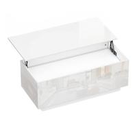 HOMCOM Mesa de centro regulable en altura, mesa de salón moderna con compartimento oculto y 2 cajones, blanco alto brillo Aosom España