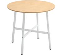 HOMCOM Mesa de Comedor Redonda para 4 Personas Mesa de Cocina Moderna con Patas de Acero para Salón Oficina Ø80x76 cm Natural y Blanco