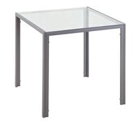 HOMCOM Mesa de Comedor de Cristal Mesa de Cocina Cuadrada para 4 Personas con Patas de Metal para Salón Carga 80 kg 75x75x75 cm Gris