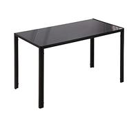 HOMCOM Mesa de Comedor de Cristal Mesa Rectangular para 4-6 Personas con Patas de Metal Multifuncional para Cocina Salón 120x60x75 cm Negro