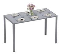 HOMCOM Mesa de Comedor de Cristal, Mesa Rectangular para 4-6 Personas con Patas de Metal, para Cocina, Salón, 120x60x75 cm, Gris