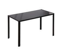 HOMCOM Mesa de Comedor de Cristal, Mesa Rectangular para 4-6 Personas con Patas de Metal, para Cocina, Salón, 120x60x75 cm, Negro