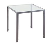 HOMCOM Mesa de Comedor de Cristal Mesa de Cocina Cuadrada para 4 Personas con Patas de Metal para Salón Carga 80 kg 75x75x75 cm Gris