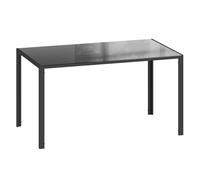 Homcom mesa de comedor de cristal, mesa rectangular para 6 personas con patas de metal, para cocina, salón, 140x80x75 cm, negro