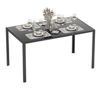 HOMCOM Mesa de Comedor de Cristal, Mesa Rectangular para 6 Personas con Patas de Metal, para Cocina, Salón, 140x80x75 cm, Negro