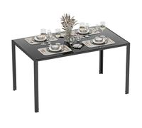 HOMCOM Mesa de Comedor de Cristal, Mesa Rectangular para 6 Personas con Patas de Metal, para Cocina, Salón, 140x80x75 cm, Negro