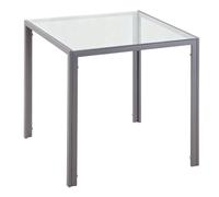 HOMCOM Mesa de Comedor de Cristal para 4 Personas 75x75x75 cm Gris | Mesa Rectangular, Patas de Metal, para Cocina, Salón