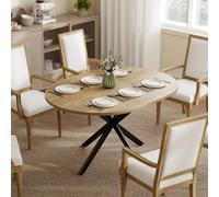 HOMCOM Mesa de Comedor Extensible 100/135x100 cm, Mesa de Cocina Ovalada/Redonda para 4-6 Personas con Patas de Araña de Acero, Estilo Industrial, Ahorra Espacio para Cocina, Comedor, Natural