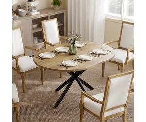 HOMCOM Mesa de Comedor Extensible 100/135x100 cm, Mesa de Cocina Ovalada/Redonda para 4-6 Personas con Patas de Araña de Acero, Estilo Industrial, Ahorra Espacio para Cocina, Comedor, Natural