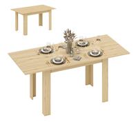 HOMCOM Mesa de Comedor Extensible de 140 a 180 cm Mesa de Cocina Extensible Rectangular para 6-8 Personas para Salón 140-180x90x75 cm Madera Natural Caqui