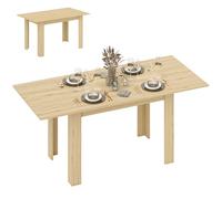 HOMCOM Mesa de Comedor Extensible para 6-8 Personas con Paneles Plegables, Mesa de Cocina Extensible de MDF, para Comedor, Sala de Estar, 140-180x80x75 cm, Color Madera