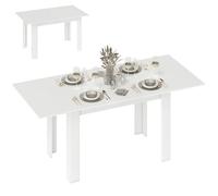 HOMCOM Mesa de comedor extensible para 6-8 personas con paneles plegables, mesa de cocina extensible de MDF, para comedor, sala de estar, 140-180x80x75 cm, blanco