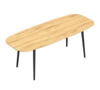 HOMCOM Mesa de comedor extensible para 6-8 personas, mesa de cocina con estante, acabado roble