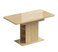HOMCOM Mesa de comedor extensible rectangular para 4 a 6 personas, mesa de cocina 110-130 cm, 6 estantes abiertos, madera natural