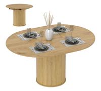 HOMCOM Mesa de Comedor Extensible Redonda, 110-150 cm, Mesa de Cocina Extensible, para 6-8 Personas, con Base Estriada Ancha, para Salón, 110-150x110x75 cm, Madera Natural Caqui