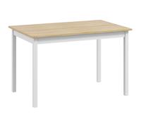 HOMCOM Mesa de comedor mesa de cocina estructura en madera maciza 4 personas diseño vintage 120 cm natural y Blanco Aosom España