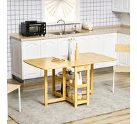 HOMCOM Mesa de comedor mesa plegable mesa de cocina con compartimentos de almacenamiento mesa de comedor madera natural Caqui