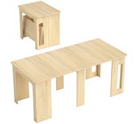 HOMCOM Mesa de comedor, Mesa plegable, mesa de cocina extensible, mesa de comedor, Tablero de partículas, 60-180 x 85 x 75 cm, Naturaleza