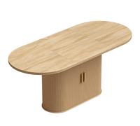 HOMCOM Mesa de Comedor Ovalada para 6 Personas Puertas Correderas 6 Compartimentos Estilo Rústico Moderno 180x80x75 cm Roble Aosom España