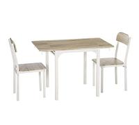 HOMCOM Mesa de comedor para 2 con 2 hojas abatibles, 2 sillas, roble
