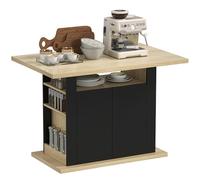 HOMCOM - Mesa de comedor para cocina (4 - 6 personas) - Armario de 4 puertas y estantes - Madera - dim. 110 x 70 x 75,5 cm, negro y natural