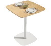 HOMCOM Mesa de Comedor Pequeña, Mesa de Cocina Cuadrada para 2 Personas, Base Cuadrada de Acero, para Espacios Pequeños, Salón, 60x60x75 cm, Madera Natural y Blanco