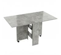 HOMCOM Mesa de Comedor Plegable con Estantes, Abatible y Ruedas, Gris Cemento Aosom España
