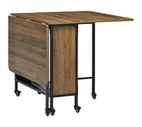 HOMCOM Mesa de Comedor Plegable con Ruedas Alas Abatibles y Estante Mesa Plegable para Salón 130x80x74 cm Marrón Aosom España