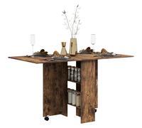 HOMCOM Mesa de Comedor Plegable, Mesa de Cocina abatible para 6 Personas, Escritorio Plegable Que Ahorra Espacio con 2 estantes Abiertos y Ruedas con Freno, para salón, Oficina, 140 x 75 x 74 cm,