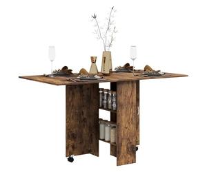 HOMCOM Mesa de Comedor Plegable, Mesa de Cocina abatible para 6 Personas, Escritorio Plegable Que Ahorra Espacio con 2 estantes Abiertos y Ruedas con Freno, para salón, Oficina, 140 x 75 x 74 cm,