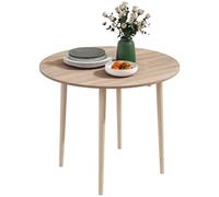 HOMCOM Mesa de comedor plegable, mesa de cocina extensible redonda Ø 89 cm para 4 personas con 2 tapas, patas de madera de pino, diseño moderno, para espacios pequeños, madera natural