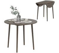 HOMCOM Mesa de comedor plegable, mesa de cocina extensible redonda Ø 89 cm para 4 personas con 2 tapas, patas de madera de pino, diseño moderno, para espacios pequeños, gris