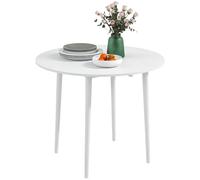 HOMCOM Mesa de comedor plegable, mesa de cocina redonda de 89 cm de diámetro para 4 personas con 2 tapas, patas de madera de pino, diseño moderno, para espacios pequeños, color blanco